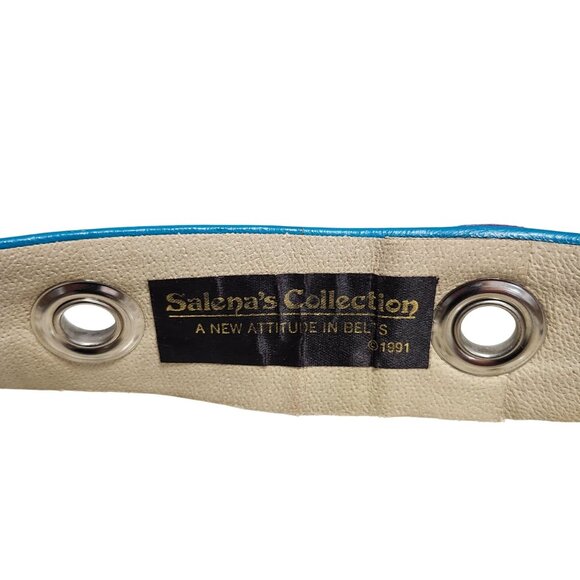 Vintage Salena’s Collection 1991 Leather Belt Colorful Silver Buckle Grommets main image 8